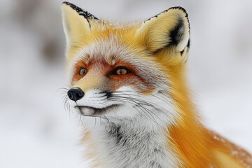 Poster - A close-up photo of a red fox in the snowy environment, great for winter or nature-themed projects
