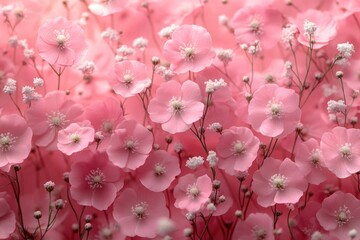 Aufkleber - Close-up shot of a cluster of pink flowers with white centers, suitable for use in editorial or commercial contexts where a bright and cheerful floral theme is desired