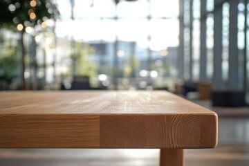 Poster - A close-up shot of a wooden table with intricate details and texture