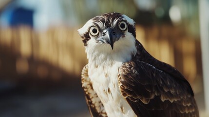 Poster - A close-up shot of a bird of prey's face, with sharp features and piercing eyes