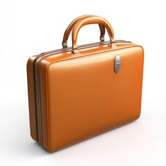 Poster - A single orange suitcase placed on a clean and simple white background
