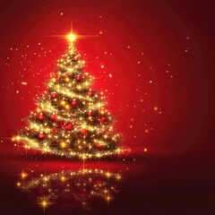 Aufkleber - A festive Christmas tree with a shining star on top