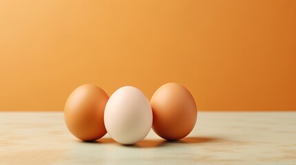 Poster - Beautiful arrangement of eggs showcasing diversity against a warm backdrop. Generative AI