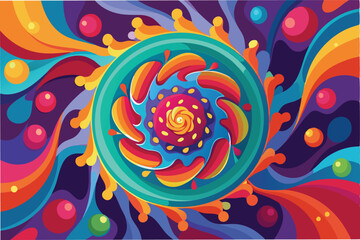 Poster - hmpv virus hmpv virus abstract swirling forms vibrant colors digital art medical concept clipart vector