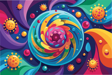 Poster - hmpv virus hmpv virus abstract swirling forms vibrant colors digital art medical concept clipart vector