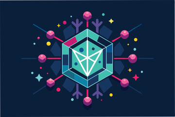 Poster - hmpv virus hmpv virus abstract geometric shapes bioluminescent dark background symbol of hope medical research clipart vector