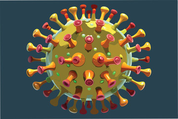 Poster - hmpv virus hmpv virus 3D render realistic microscopic close up scientific detailed clipart vector