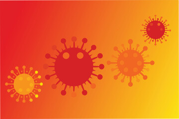 Leinwandbilder - smooth gradient background transitioning from deep red to bright orange overlaid with subtle silhouettes of hmpv virus particles for modern look clipart vector