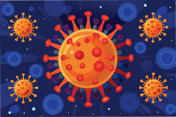 Aufkleber - Microscopic view of hmpv virus cells with glowing green and blue hues, on dark scientific background clipart vector