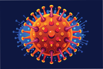 Poster - Microscopic view of hmpv virus inside human cell, vibrant colors, highly detailed, futuristic sci fi aesthetic clipart vector