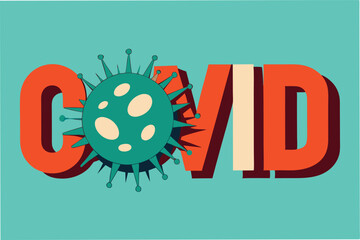 Poster - creative typography design where the letter 'O' in 'COVID' is replaced by spiky hmpv virus shape clipart vector