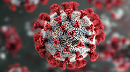 Aufkleber - Microscopic view of corona covid HMPV virus particle showing surface
