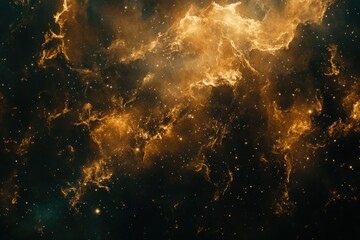 cosmic wonder: a nebula ablaze in golden hues.