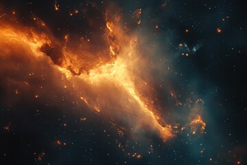 Wall Mural - Fiery Nebula in Deep Space