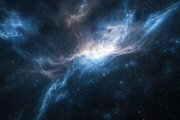 Wall Mural - Cosmic Nebula: A vibrant swirl of blues and whites in the vast expanse of space.