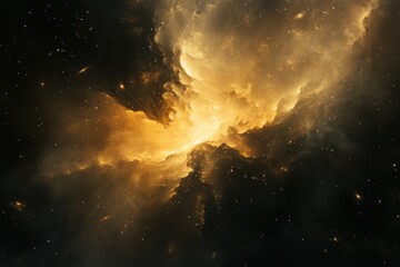 Wall Mural - Cosmic Nebula in Golden Hues
