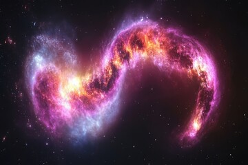 Wall Mural - Cosmic Dance: A swirling nebula in vibrant hues of pink, orange, and blue.