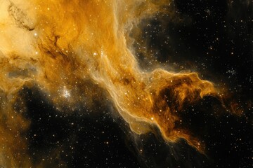 Wall Mural - Cosmic Dance: Golden Nebula in Deep Space