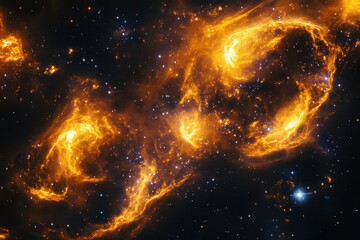Wall Mural - Fiery Nebula in Deep Space