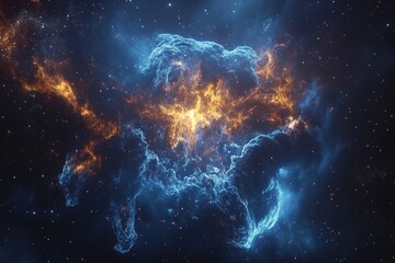 Wall Mural - Cosmic Nebula: A fiery, blue, and dark space scene.