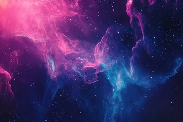 Wall Mural - Cosmic Nebula in Vibrant Pink and Blue Hues