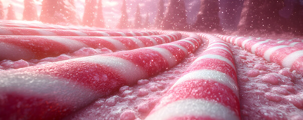 Wall Mural - A close up of a candy cane with a white stripe