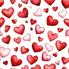 Aufkleber - Watercolor Hearts Romantic Pattern Red Pink Love Design