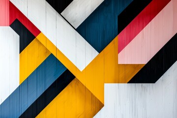 Wall Mural - Colorful abstract painting with a yellow and black stripe