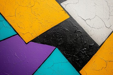 Wall Mural - Colorful wall with black and white squares