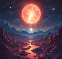 Illustration of outer planet with starry galaxy.