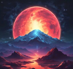 Illustration of outer planet with starry galaxy.
