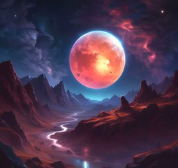 Illustration of outer planet with starry galaxy.