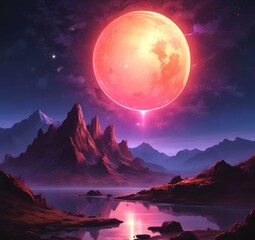 Illustration of outer planet with starry galaxy.
