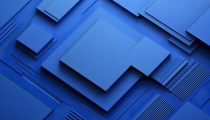 Fototapete - Abstract blue geometric shapes background.  Perfect for modern designs, tech presentations, and corporate branding.