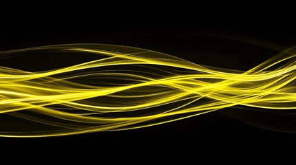 Wall Mural - abstract yellow waves on black background