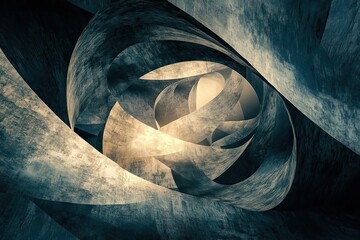 Poster - Abstract Concrete Curving Architectural Interior Design
