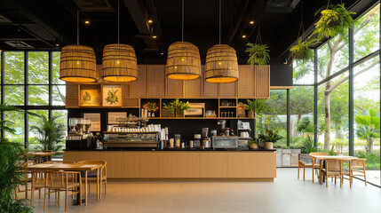 Wall Mural - Modern Coffee Shop Interior Design 