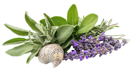 Wall Mural - Snail in sage isolated on white background