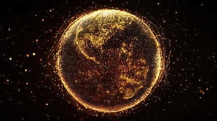 Aufkleber - Stunning Golden Globe Representation with Dazzling Lights and Sparkling Effects for Abstract Digital Backgrounds