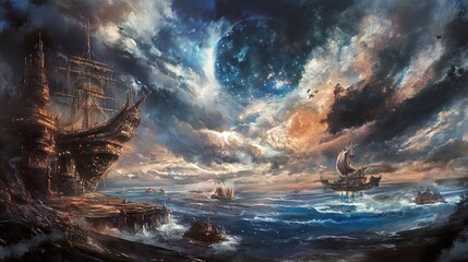 Canvas Print - Steampunk Fantasy Ocean Voyage: A Whimsical Journey