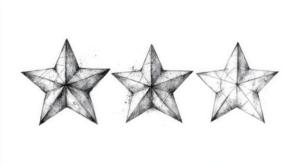 Poster - Abstract Illustration of Three Detailed Star Designs with Intricate Line Patterns on White Background