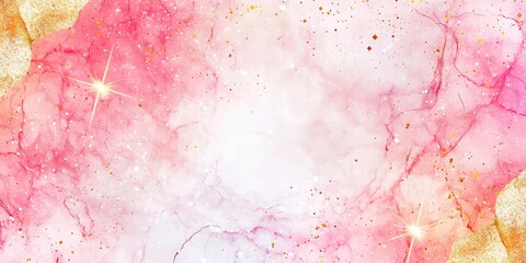 Poster - Soft Pink and Gold Abstract Background with Swirls and Sparkles Perfect for Elegant Design Projects