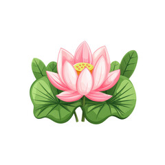 Wall Mural - Charming Pink Lotus Flower with Green Leaves