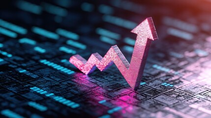 Poster - Futuristic Arrow Rising Graph Signifying Growth in Digital Financial Economy