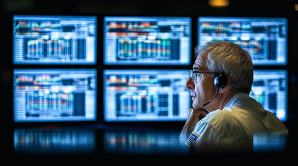 Poster - Stock Trader Monitoring Market Trends 
