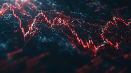 Poster - the volatility of the market: a mesmerizing close-up of a stock market graph, capturing the ebb and 