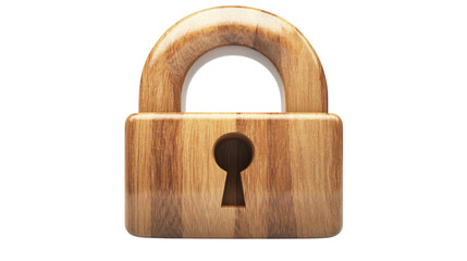 Wall Mural - A wooden made padlock isolated on white background