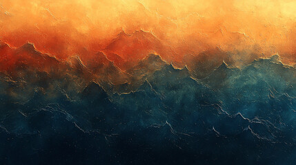 Wall Mural - Abstract orange and blue textured landscape.