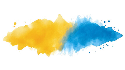 Wall Mural - Yellow and blue watercolor brush stroke with blended transitions isolated on white background