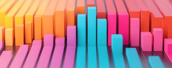 Poster - A vibrant, abstract representation of colorful bars, symbolizing sound waves or data visualization with a dynamic gradient effect.